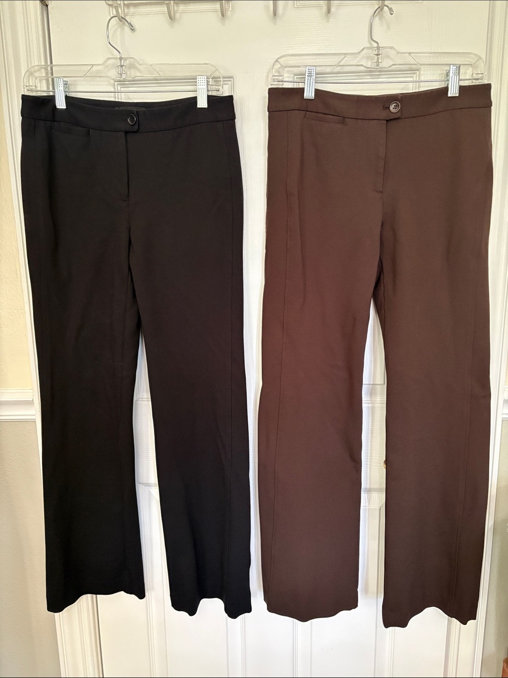 2 Pairs Talbots Straight Leg Dress Work Pants Black & Brown Office Casual